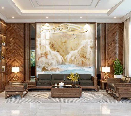 Tranh pvc tráng gương ốp tường vân đá TC1292