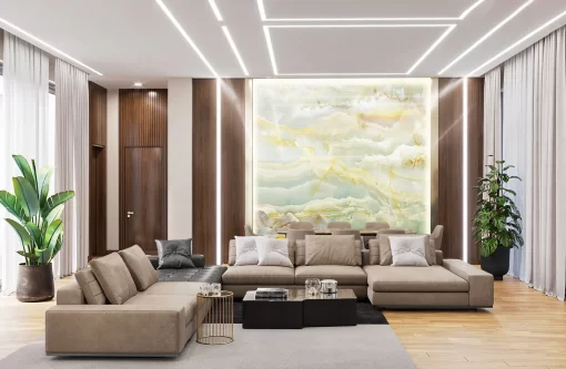 Tranh pvc tráng gương ốp tường vân đá TC1293