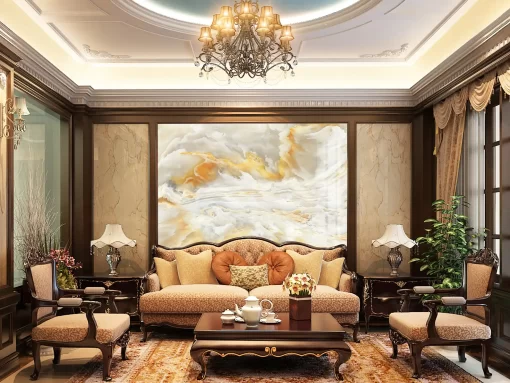 Tranh pvc tráng gương ốp tường vân đá TC1296