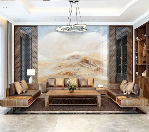 Tranh pvc tráng gương ốp tường vân đá TC1299