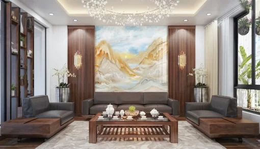 Tranh pvc tráng gương ốp tường vân đá TC1300