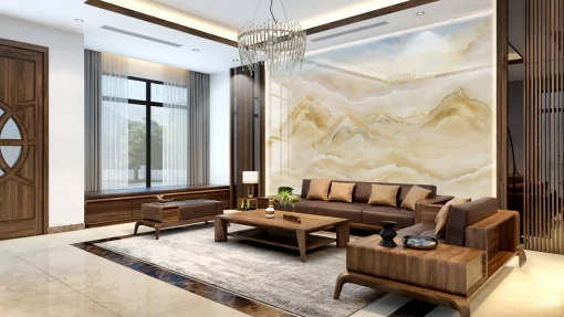 Tranh pvc tráng gương ốp tường vân đá TC1301