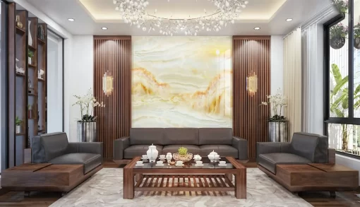 Tranh pvc tráng gương ốp tường vân đá TC1303