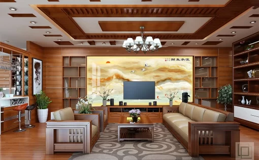 Tranh pvc tráng gương ốp tường vân đá TC1305