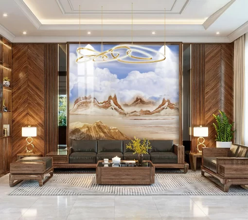 Tranh pvc tráng gương ốp tường vân đá TC1307