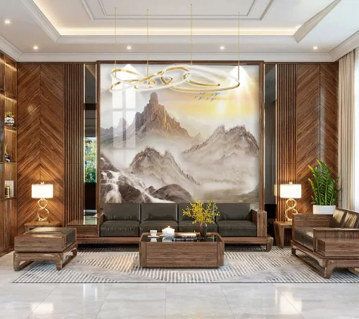 Tranh pvc tráng gương ốp tường vân đá TC1308