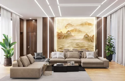 Tranh pvc tráng gương ốp tường vân đá TC1309