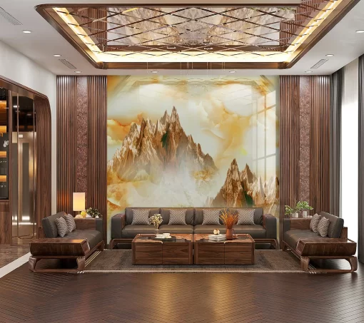 Tranh pvc tráng gương ốp tường vân đá TC1312