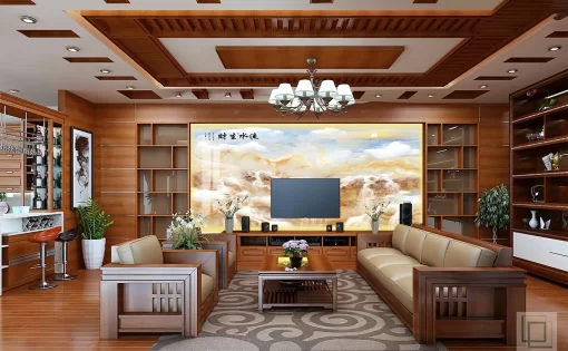 Tranh pvc tráng gương ốp tường vân đá TC1313