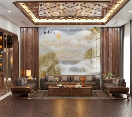 Tranh pvc tráng gương ốp tường vân đá TC1314