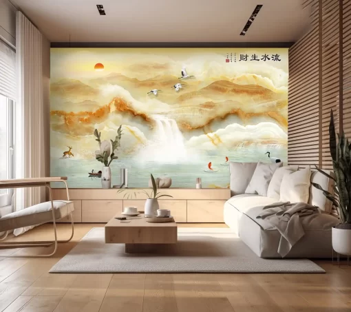 Tranh pvc tráng gương ốp tường vân đá TC1315