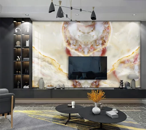 Tranh pvc tráng gương ốp tường vân đá đối xứng TC1354