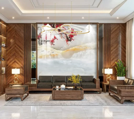 Tranh pvc tráng gương ốp tường vân đá TC1325