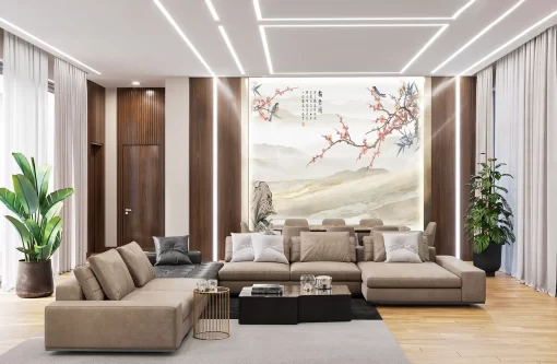 Tranh pvc tráng gương ốp tường vân đá TC1326