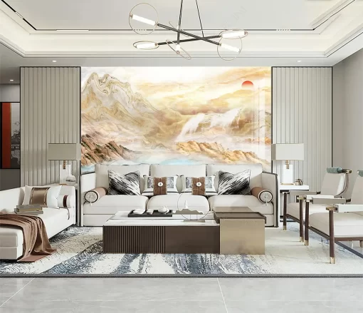 Tranh pvc tráng gương ốp tường vân đá TC1327