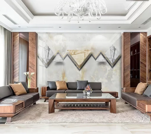 Tranh pvc tráng gương ốp tường vân đá đối xứng TC1359