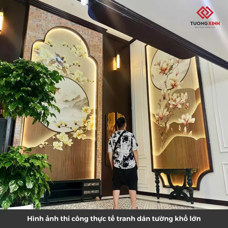 Tranh dán tường 3D hoa sen nghệ thuật TDT722 - Ảnh 7