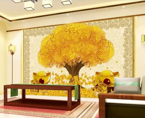 Tranh dán tường khổ lớn cây tài lộc TDT408