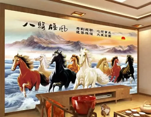 Tranh dán tường khổ lớn mã đáo thành công TDT410