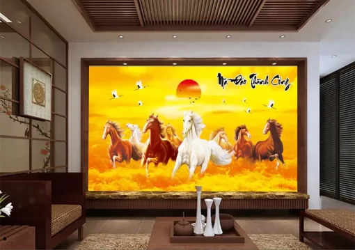 Tranh dán tường khổ lớn mã đáo thành công TDT412