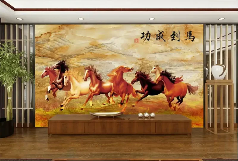 Tranh dán tường khổ lớn mã đáo thành công TDT413