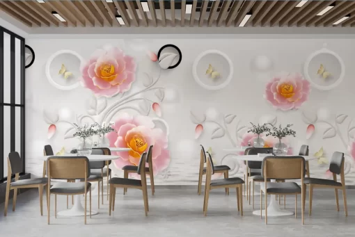 Tranh dán tường khổ lớn hoa 3D nghệ thuật TDT422