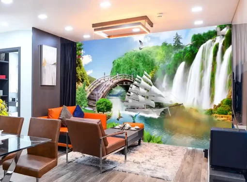 Tranh dán tường khổ lớn phong cảnh thác nước TDT423