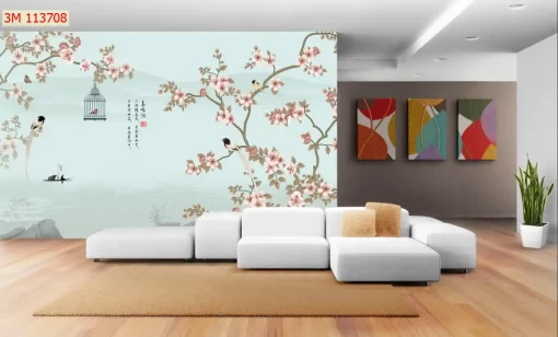 Tranh dán tường khổ lớn phong cách indochine TDT446