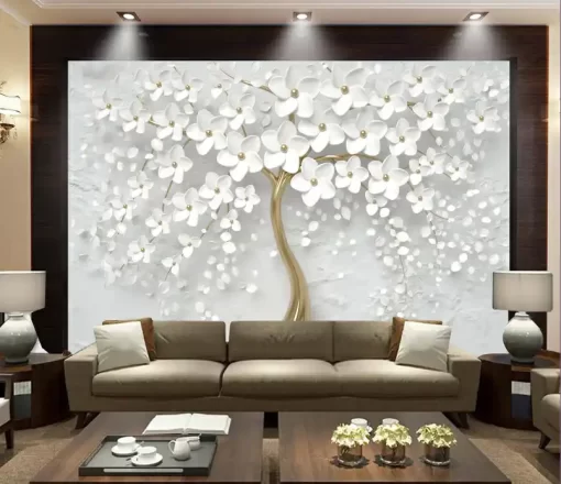 Tranh dán tường khổ lớn cây nghệ thuật 3D TDT468