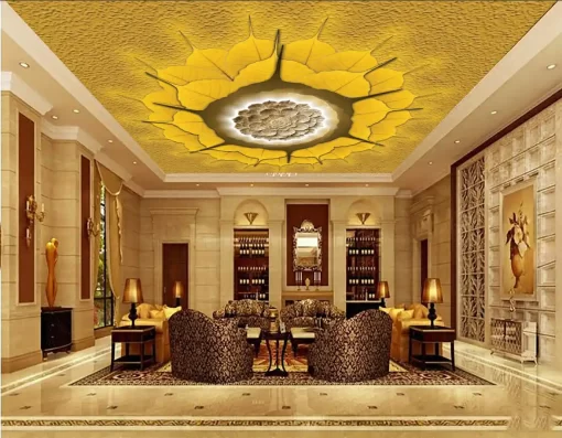 Tranh dán tường 3D lá bồ đề trang trí trần nhà TDT473