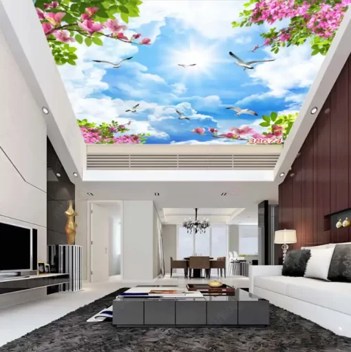 Tranh dán tường 3D khổ lớn trần xuyên sáng TDT476