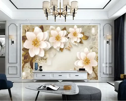 Tranh dán tường khổ lớn hoa 3D nghệ thuật TDT490