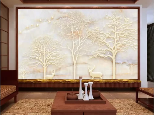 Tranh dán tường phong cảnh 3D vân đá giả ngọc TDT302