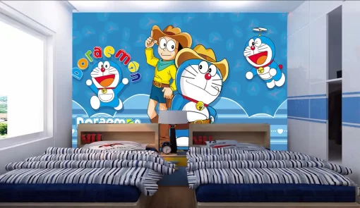 Tranh dán tường 3D Doraemon trang trí phòng ngủ cho bé TDT318