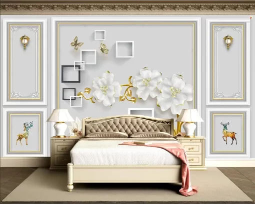 Tranh dán tường khổ lớn hoa 3D nghệ thuật TDT492