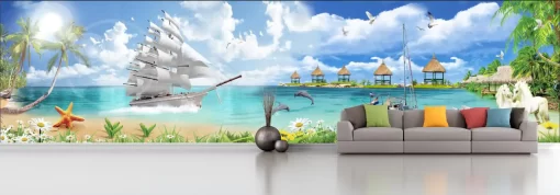 Tranh dán tường 3D khổ lớn ngang phong cảnh thiên nhiên TDT500