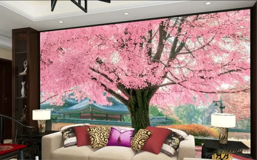 Tranh dán tường khổ lớn hoa anh đào TDT320