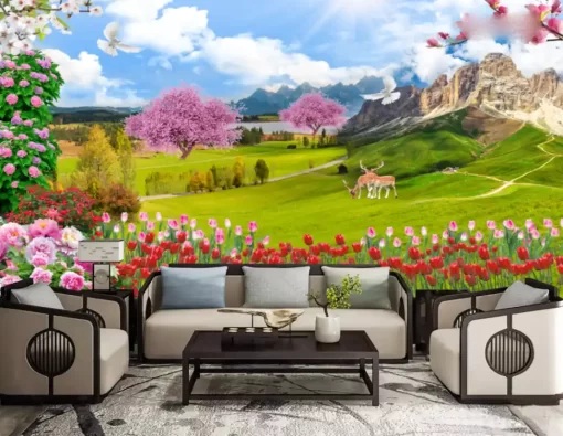 Tranh dán tường 3D khổ lớn phong cảnh thiên nhiên TDT515