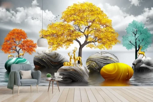 Tranh dán tường khổ lớn phong cảnh 3D nghệ thuật TDT518