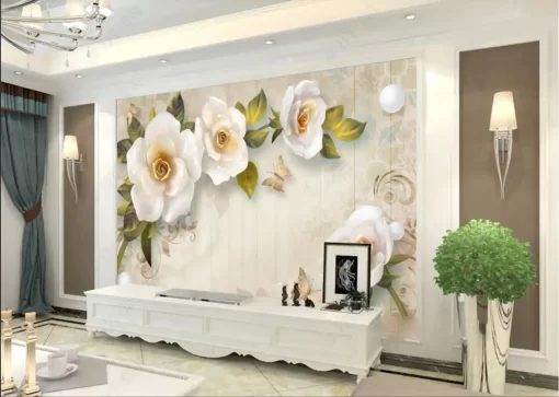Tranh dán tường khổ lớn hoa nghệ thuật 3D TDT524
