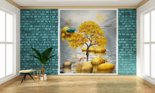 Tranh dán tường 3D khổ lớn phong cảnh nghệ thuật TDT526
