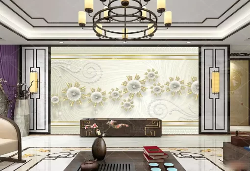 Tranh dán tường 3D khổ lớn hoa nghệ thuật TDT529