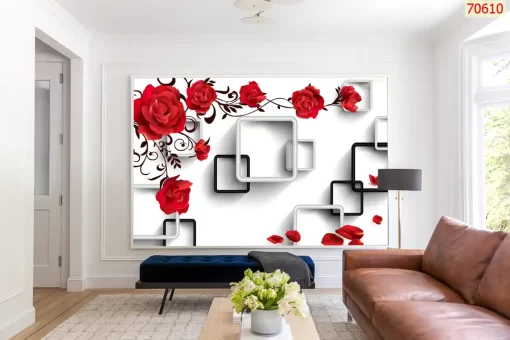 Tranh dán tường 3D khổ lớn hoa nghệ thuật TDT537