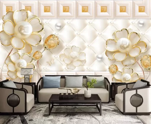 Tranh dán tường 3D khổ lớn hoa nghệ thuật TDT545