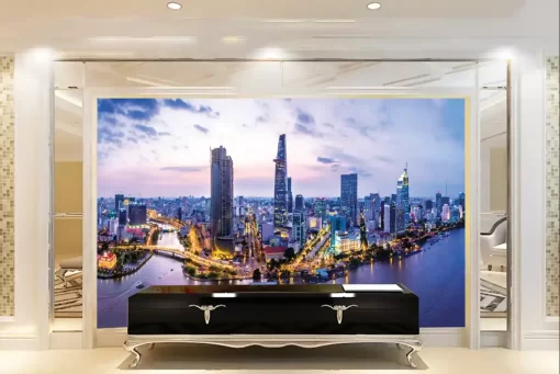 Tranh dán tường 3D khổ lớn phong cảnh thành phố TDT546