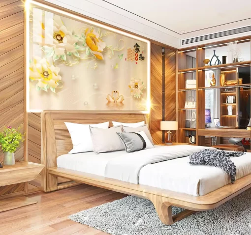 Tranh dán tường 3D khổ lớn hoa nghệ thuật TDT562