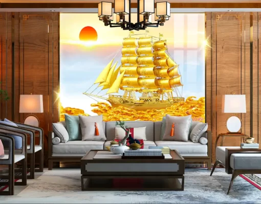 Tranh dán tường 3D khổ lớn thuận buồm xuôi gió TDT565