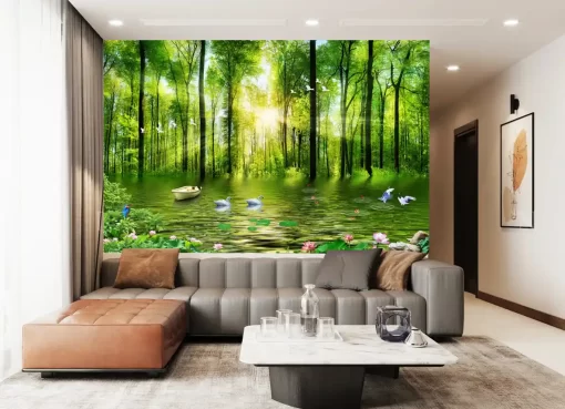 Tranh dán tường 3D khổ lớn phong cảnh thiên nhiên TDT567