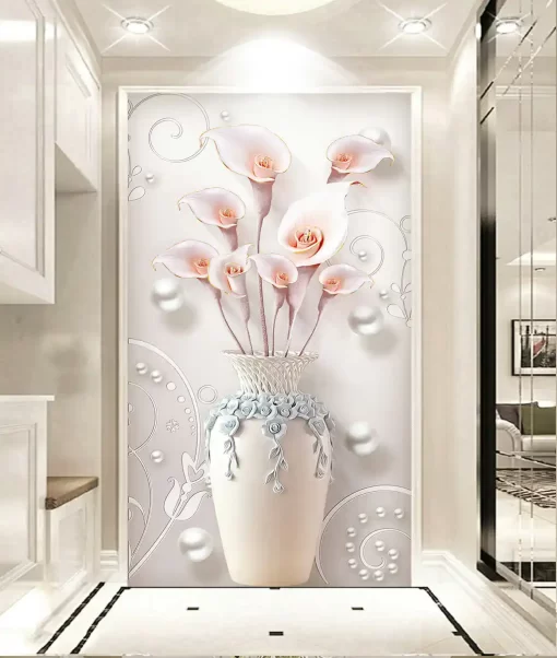 Tranh dán tường 3D bình hoa nghệ thuật TDT330