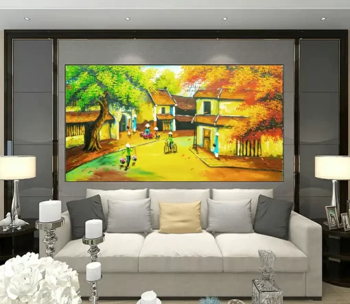 Tranh dán tường khổ lớn phong cảnh làng quê TDT334